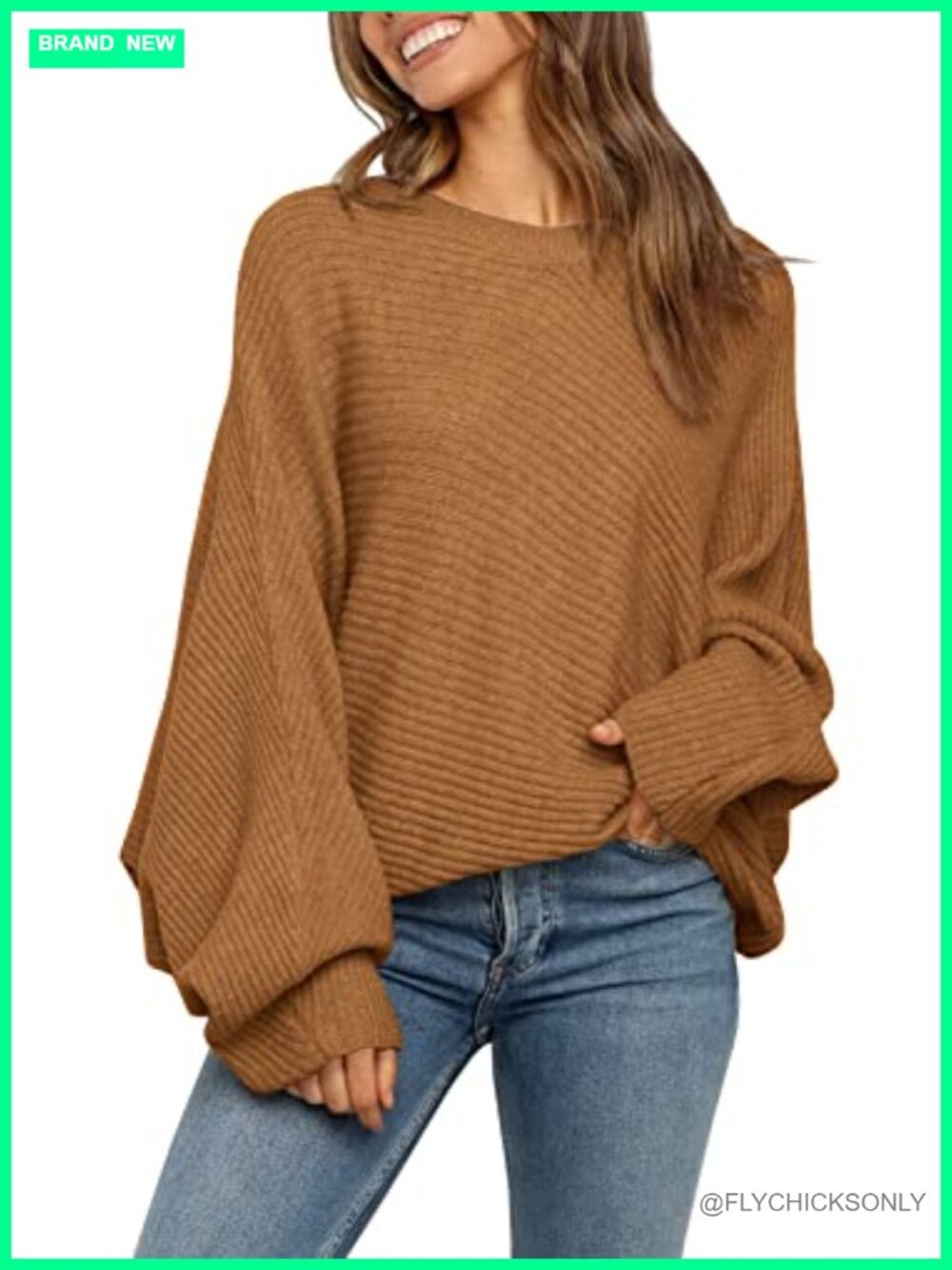 Core Spun Knit Cotton Womens Oversized Slouchy Pullover Sweater